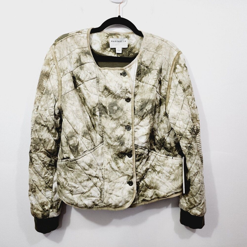 Marrakech Women's Tie Dye Quilted Moto Jacket Size S Green NWT Anthropologie